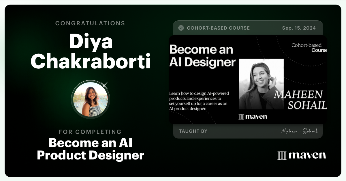 Certificate of Completion for Become an AI Product Designer
