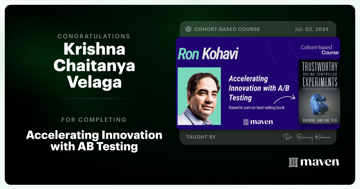 Certificate of Completion for Accelerating Innovation with A/B Testing