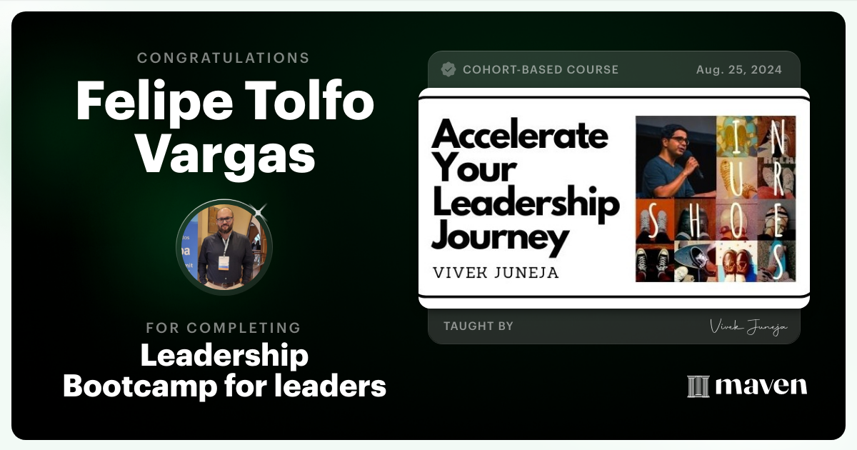 Certificate of Completion for Leadership Bootcamp