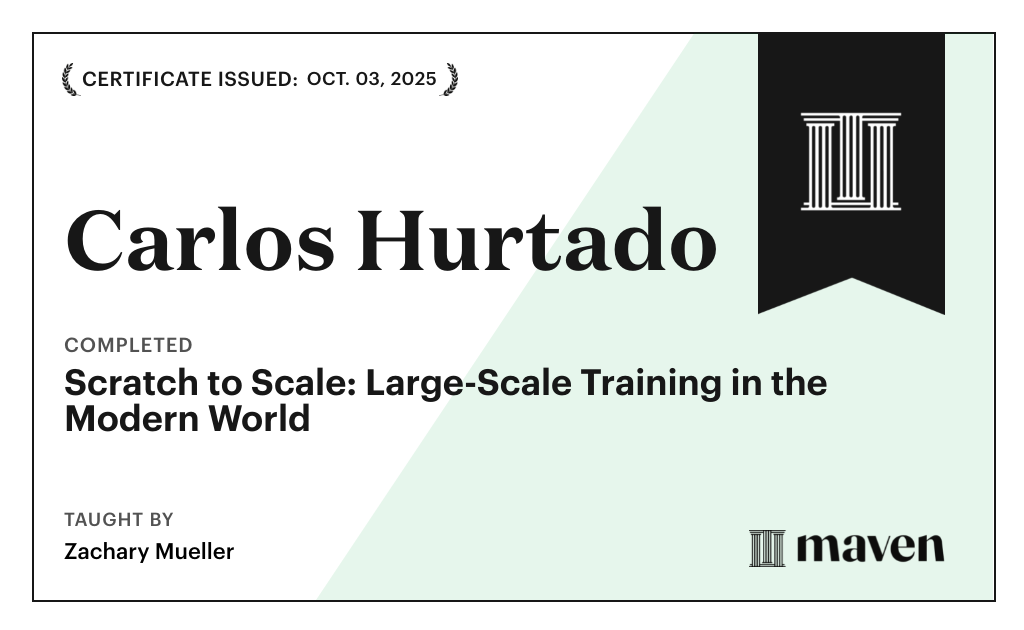 Certificate for Scratch to Scale: Large-Scale Training in the Modern World