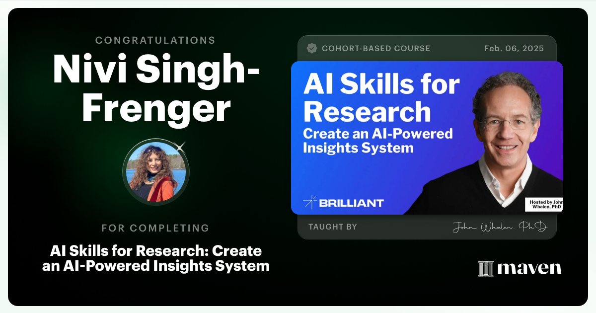 Certificate of Completion for AI for Customer Research: Future-Proof Your UX & Product Skills