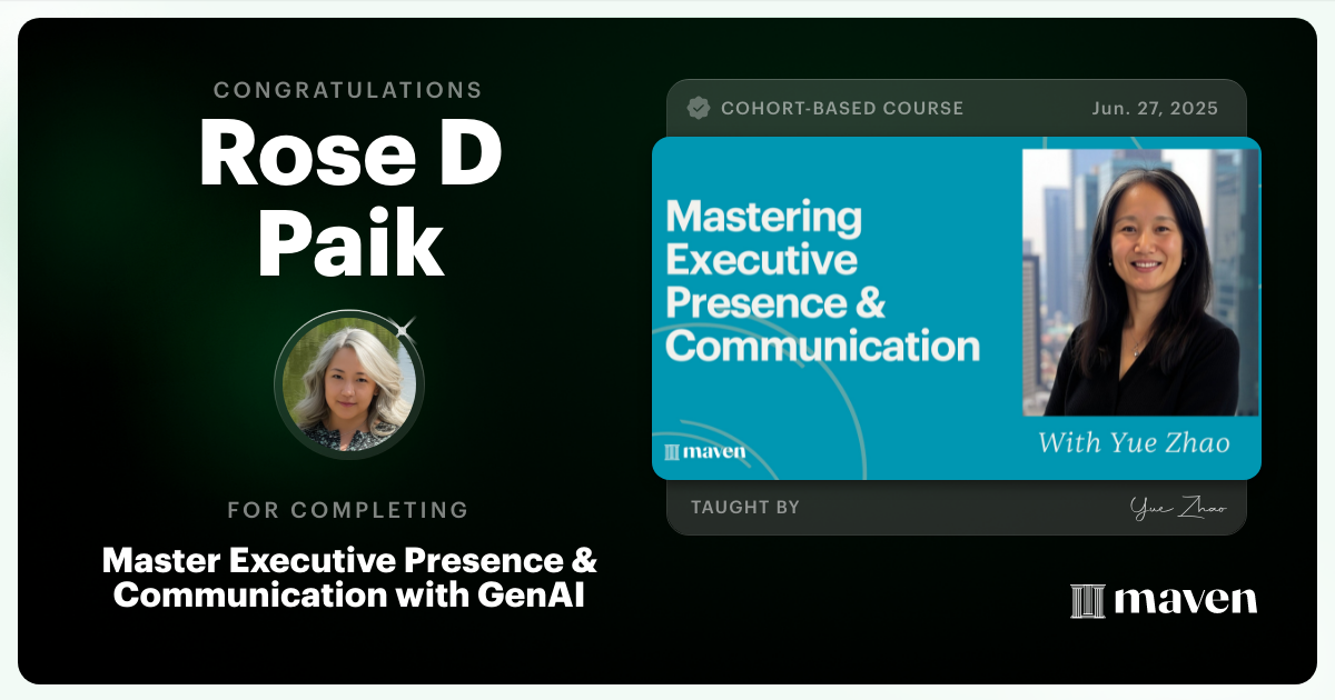 Certificate of Completion for Outsmart the Room: AI-Powered Executive Communication and Influence