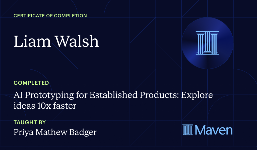 Certificate for AI Prototyping for Established Products: Explore ideas 10x faster