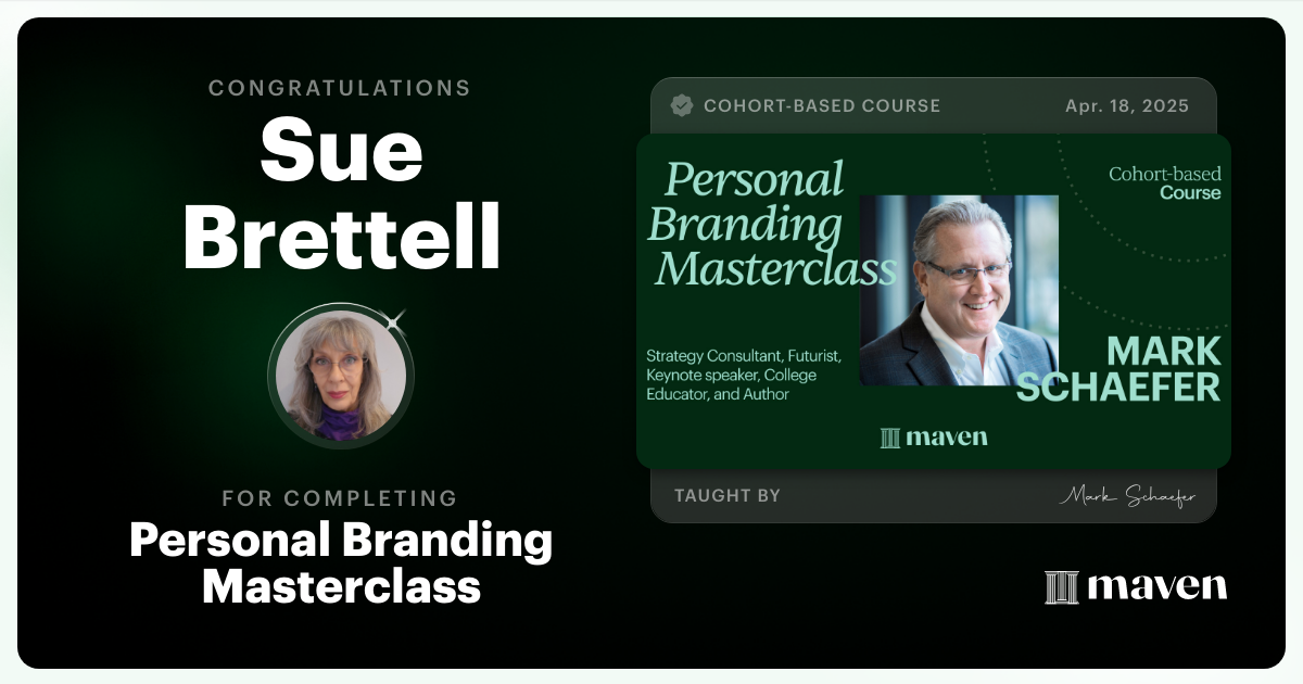 Certificate of Completion for Personal Branding Masterclass