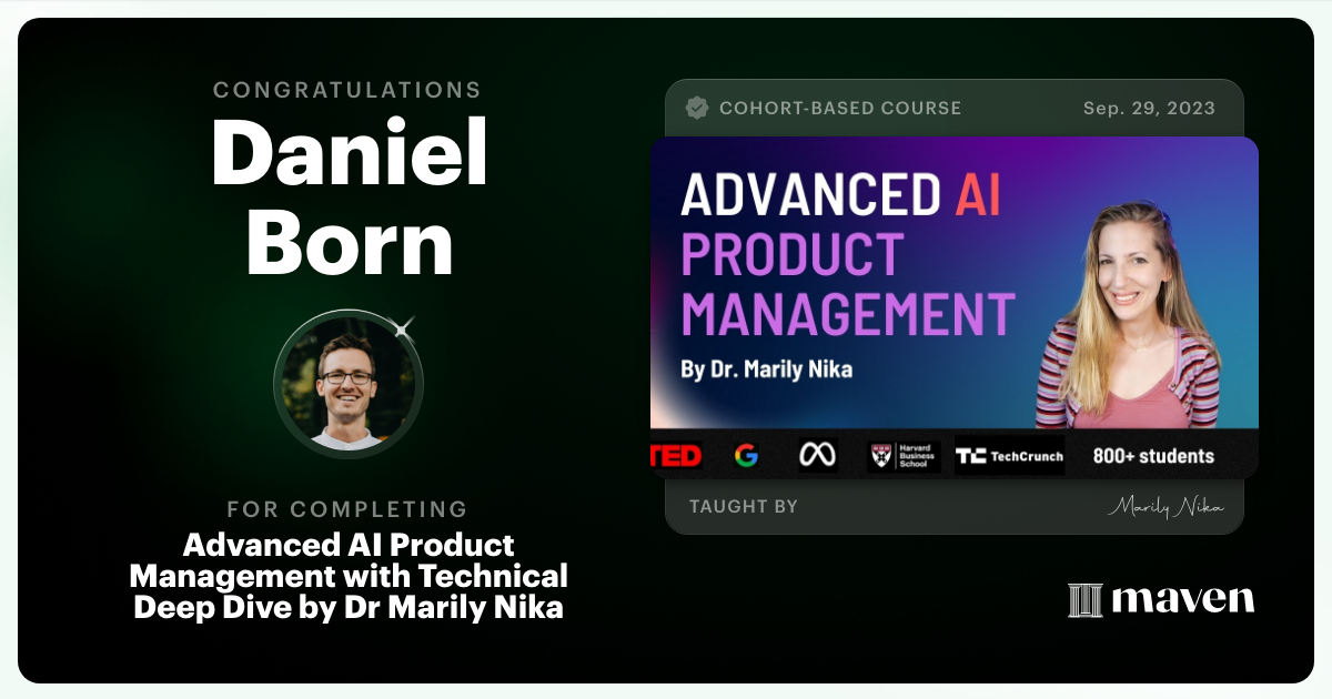 Certificate of Completion for Advanced AI Product Leadership Certification