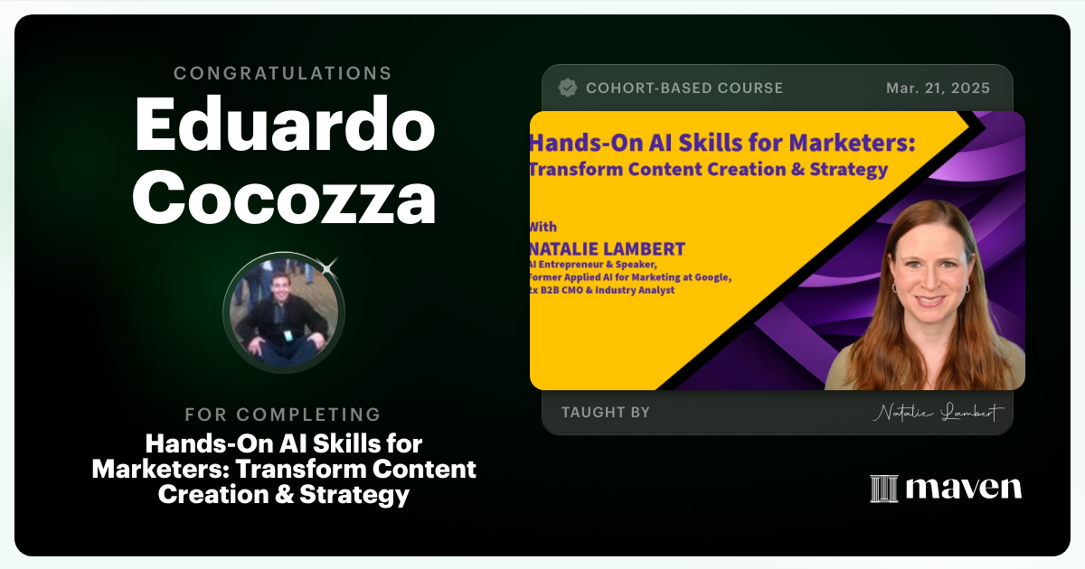 Certificate of Completion for Build Your AI Marketing Team