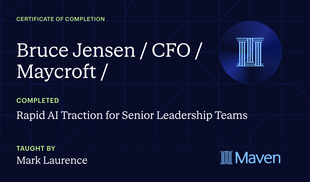Certificate for Rapid AI Traction for Senior Leadership Teams