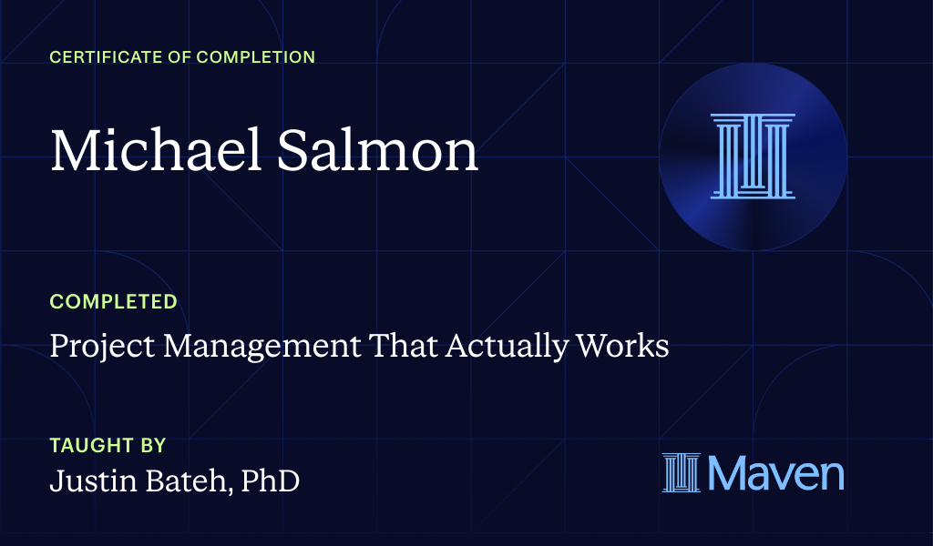 Certificate for  Project Management That Actually Works