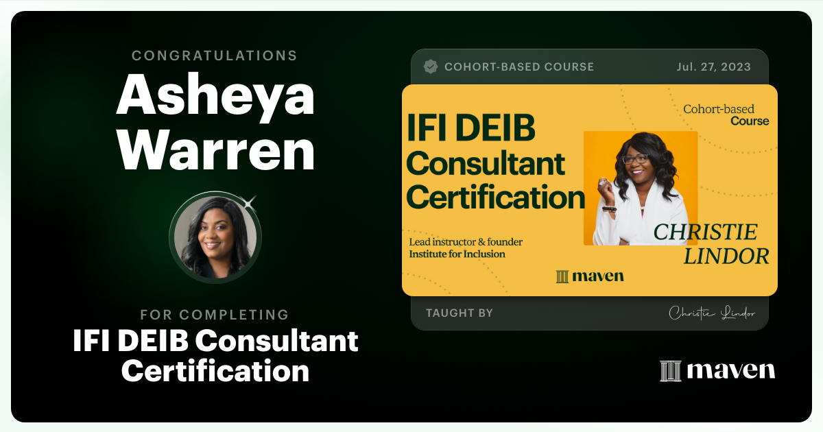 Certificate of Completion for IFI DEIB Consultant Certification