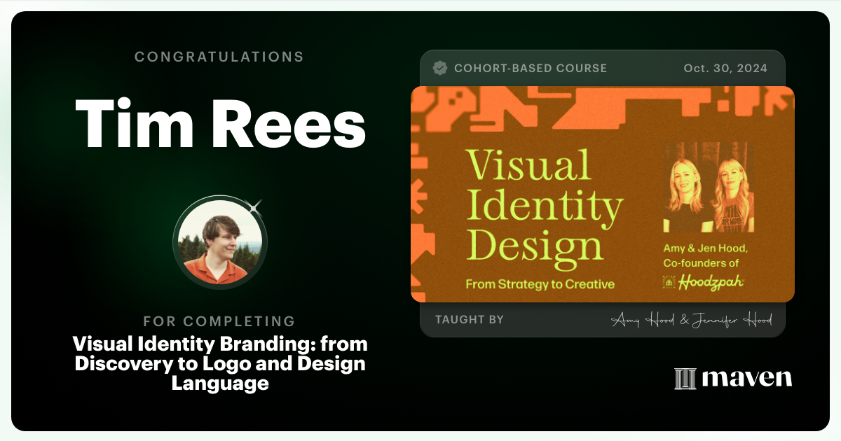 Certificate of Completion for Visual Identity Branding: from Discovery to Logo and Design Language