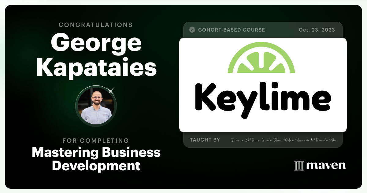 Certificate of Completion for Mastering Business Development