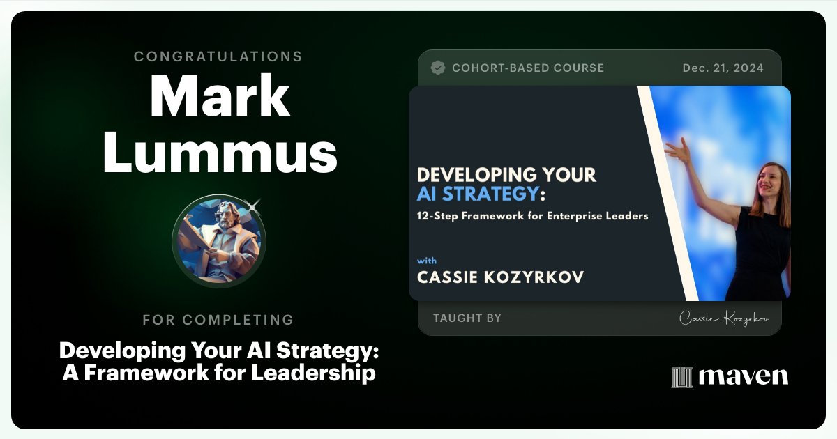 Certificate of Completion for Developing Your AI Strategy: A Framework for Leadership