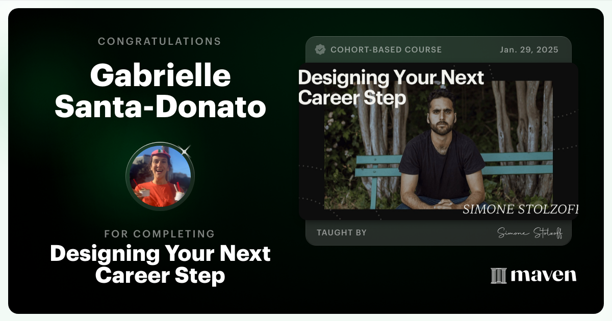 Certificate of Completion for Designing Your Next Career Step