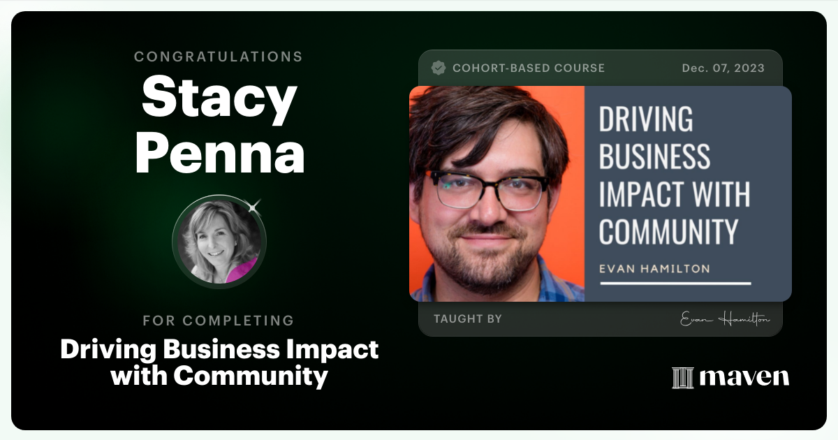 Certificate of Completion for Driving Business Impact with Community