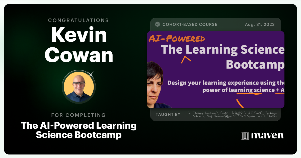 Certificate of Completion for The AI Bootcamp for L&D