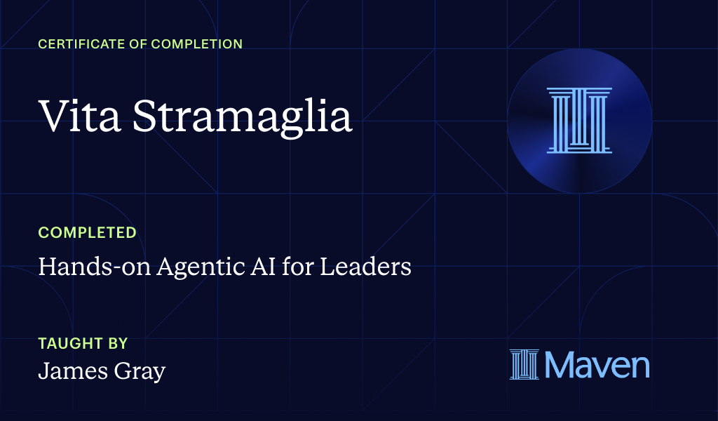 Certificate for Hands-on Agentic AI for Leaders