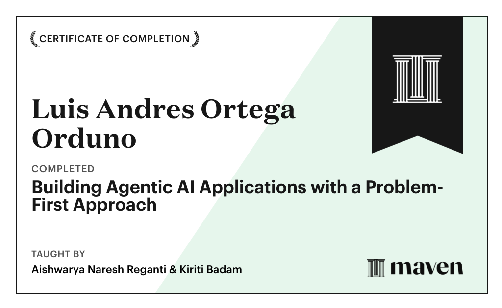 Certificate for Building Agentic AI Applications with a Problem-First Approach