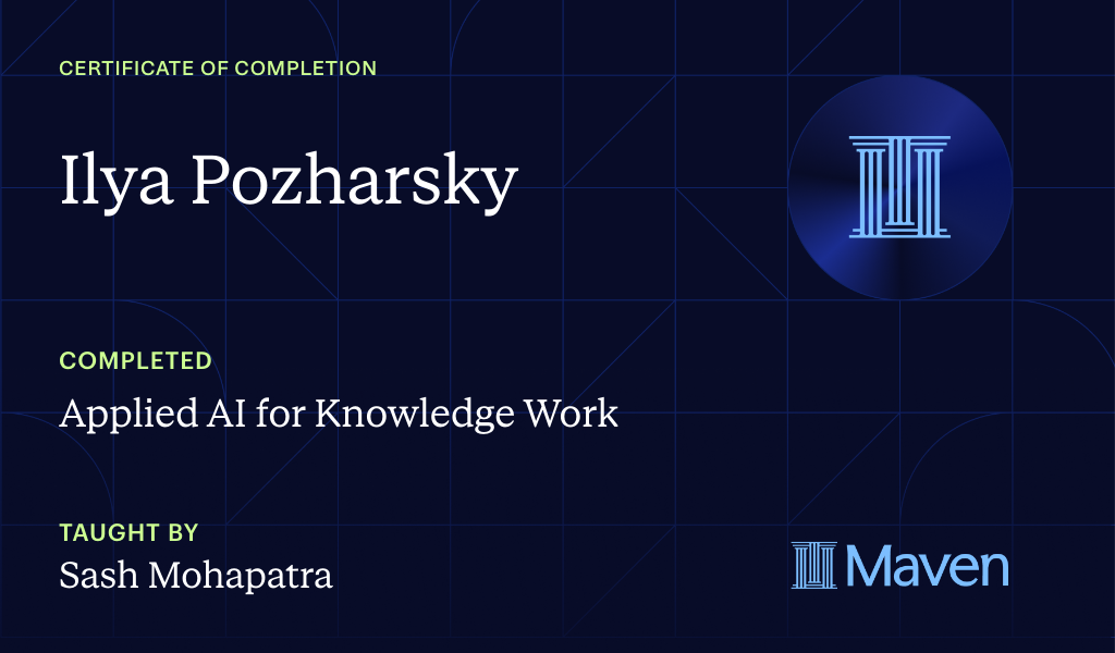 Certificate for Applied AI for Knowledge Work