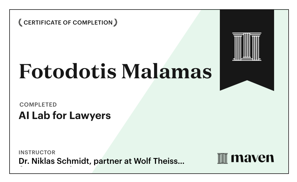 Certificate for AI Lab for Lawyers