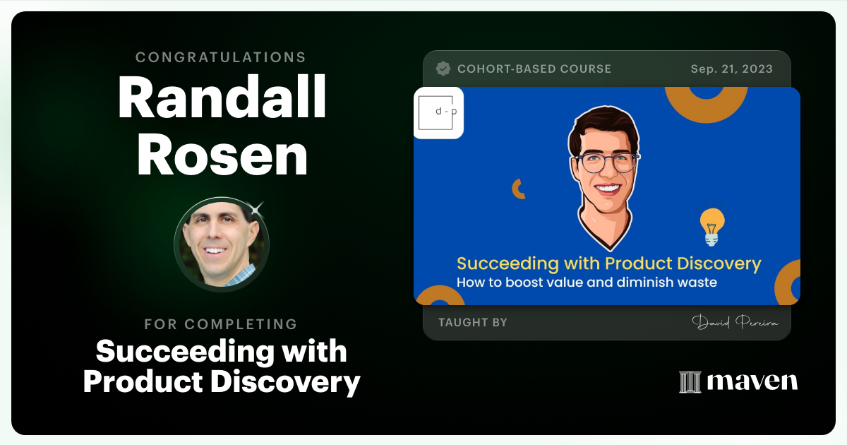 Certificate of Completion for Mastering Product Discovery