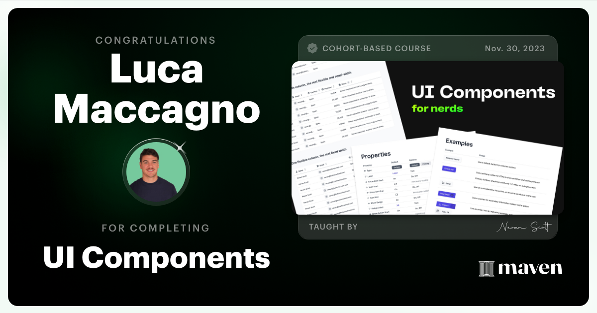 Certificate of Completion for UI Components