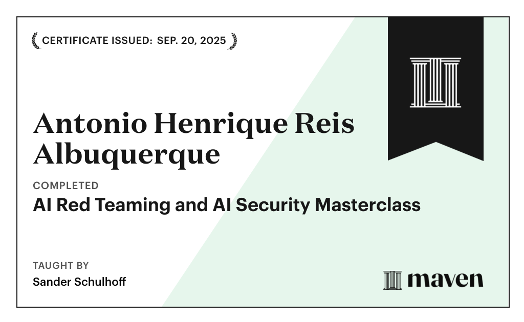 Certificate for AI Red Teaming & AI Security Masterclass