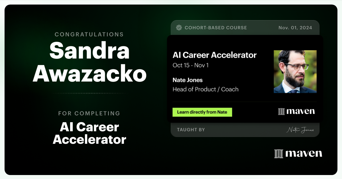 Certificate of Completion for AI Career Accelerator