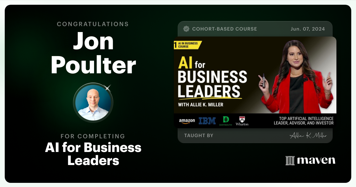 Certificate of Completion for AI for Business Leaders