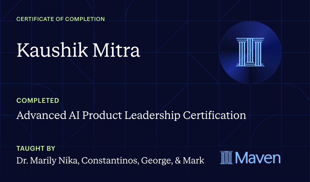 Certificate for Advanced AI Product Leadership Certification