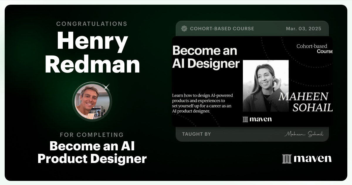 Certificate of Completion for Become an AI Product Designer