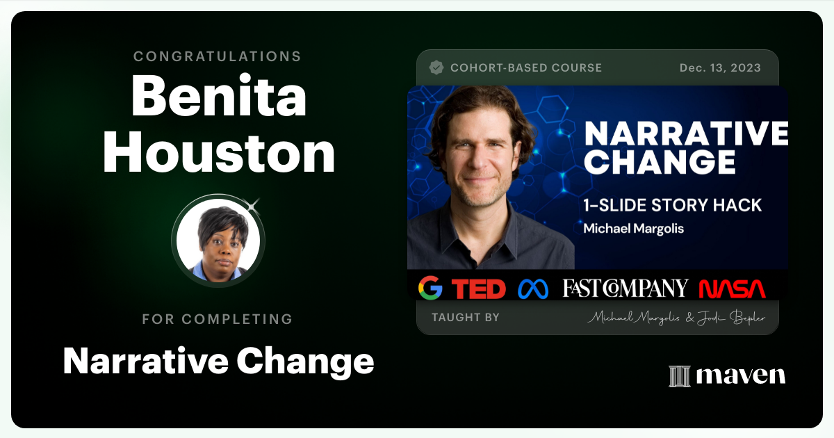 Certificate of Completion for Narrative Change