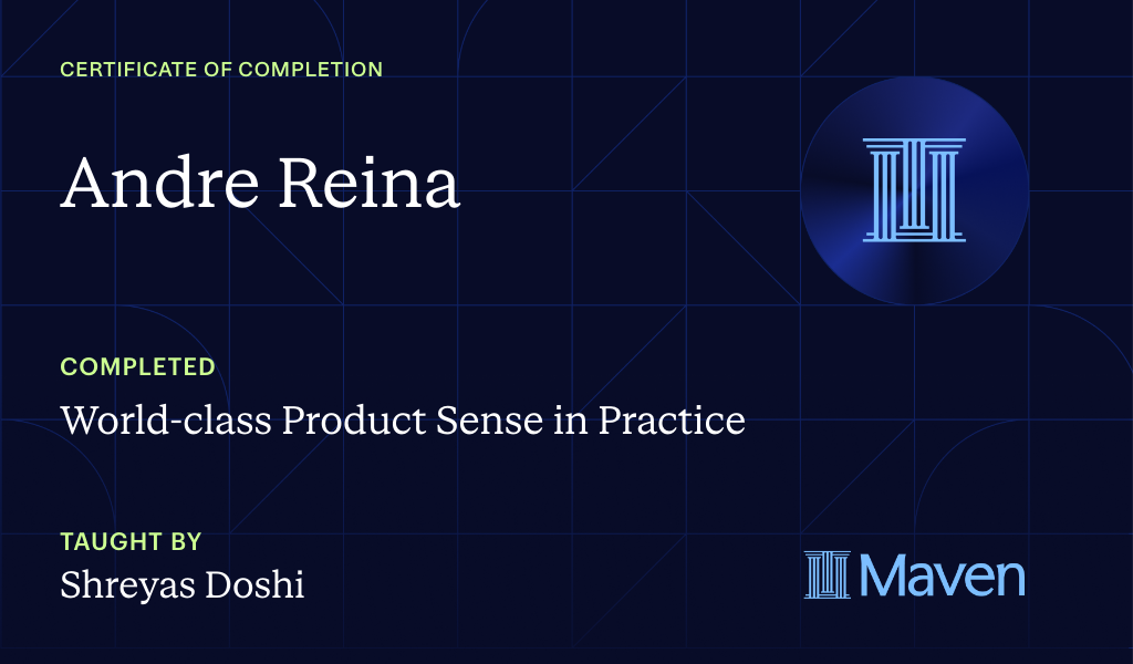 Certificate for World-class Product Sense in Practice