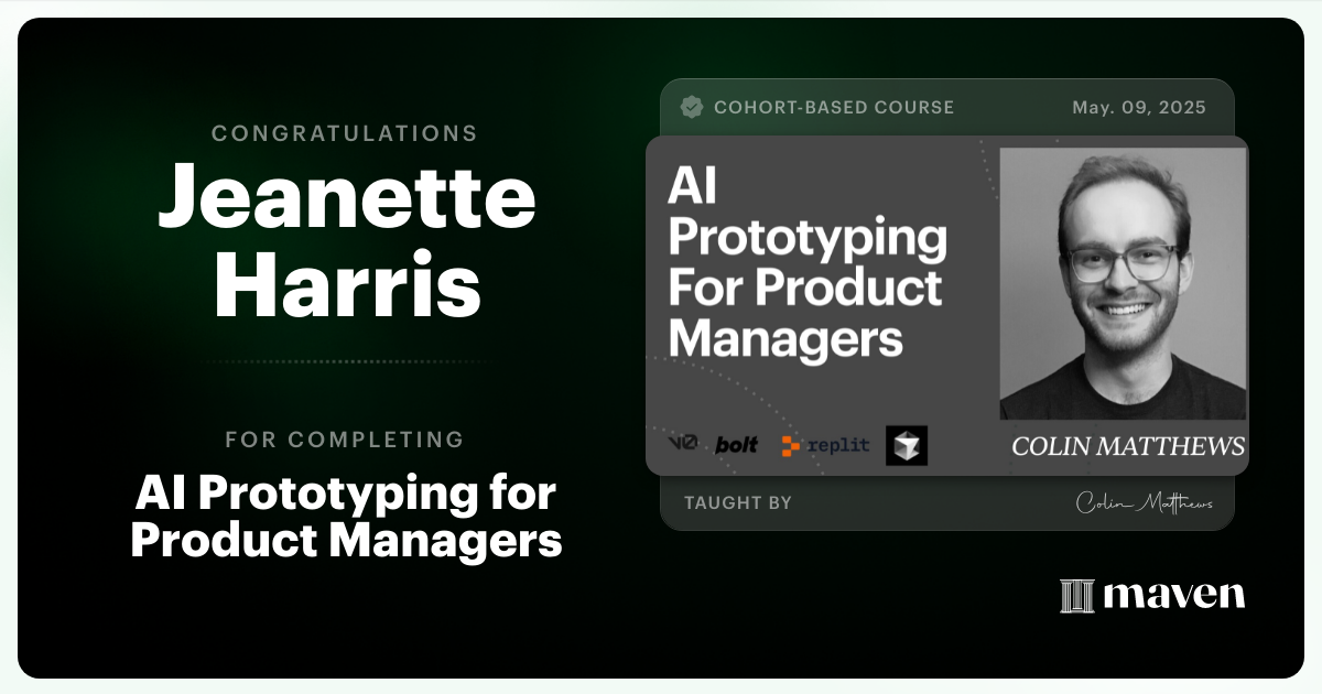 Certificate of Completion for AI Prototyping for Product Managers