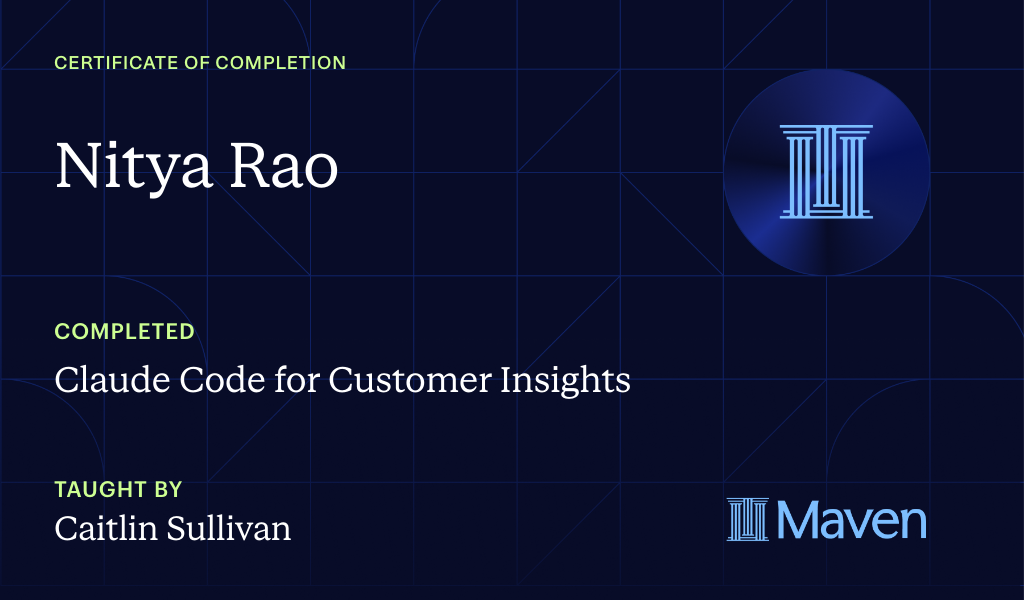 Certificate for Claude Code for Customer Insights