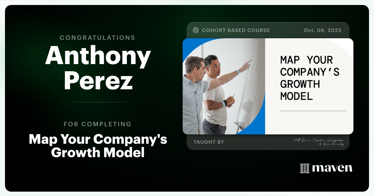 Certificate of Completion for Map Your Company's Growth Model