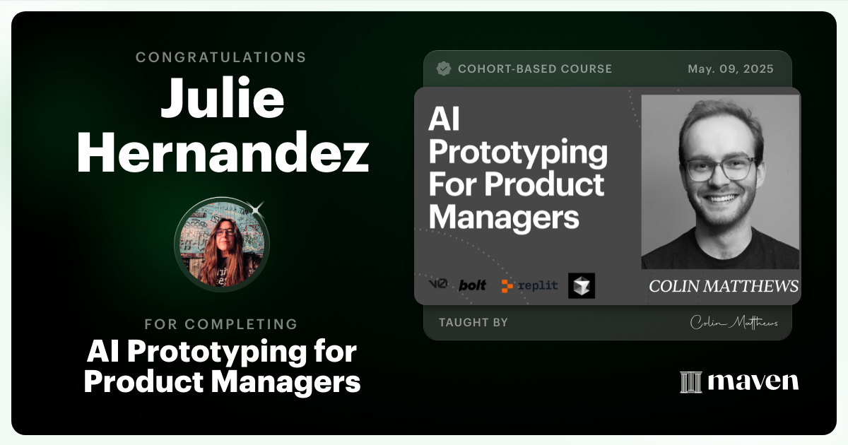 Certificate of Completion for AI Prototyping for Product Managers