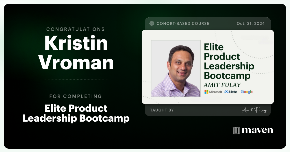 Certificate of Completion for Elite AI Product Leadership Certification by AI Product Academy