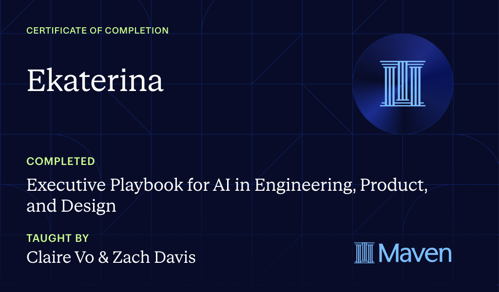 Certificate for Executive Playbook for AI in Engineering, Product, and Design