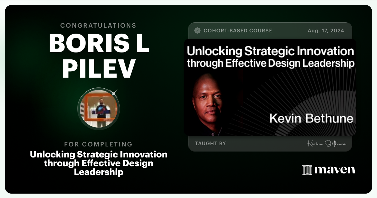 Certificate of Completion for Unlocking Strategic Innovation through Effective Design Leadership