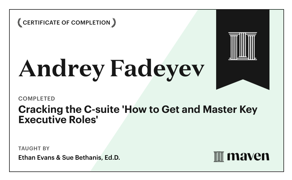 Certificate for Cracking the C-suite in the AI Economy