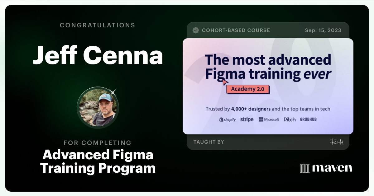 Certificate of Completion for Advanced Figma Training Program
