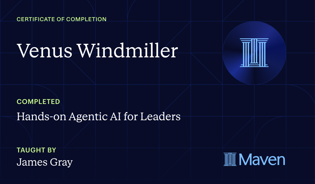 Certificate for Hands-on Agentic AI for Leaders