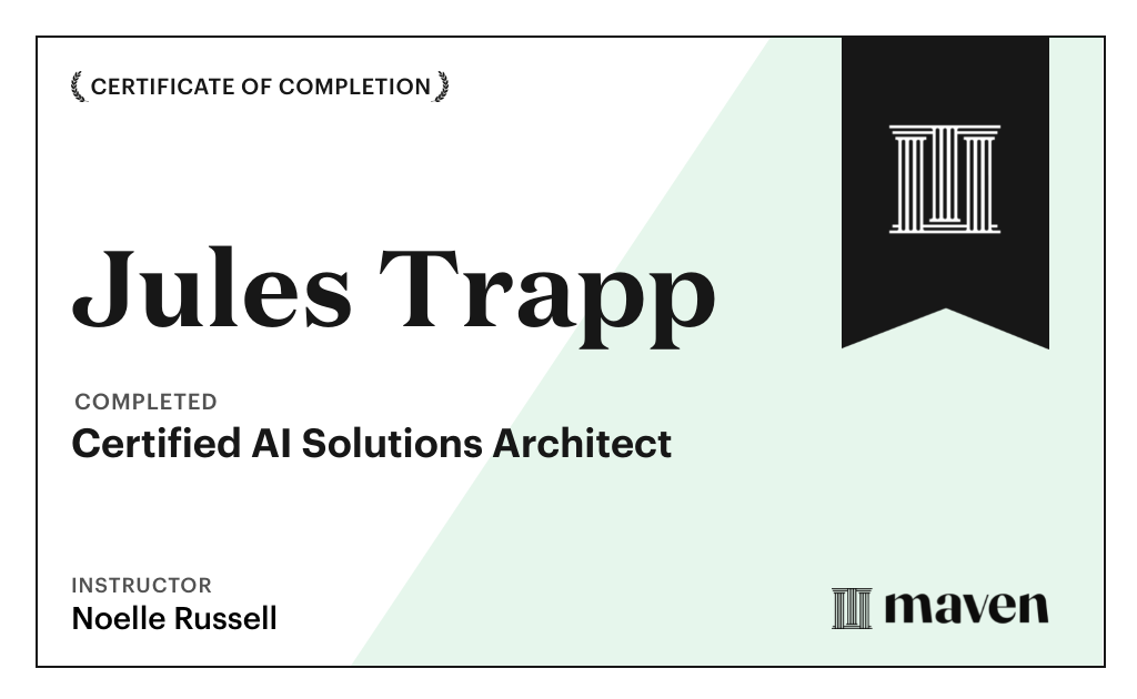 Certificate for Certified AI Solutions Architect