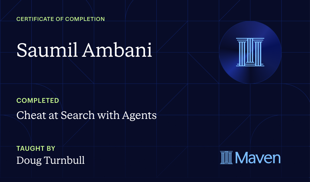 Certificate for Cheat at Search with Agents