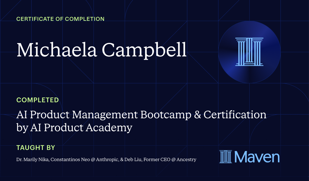 Certificate for AI Product Management Bootcamp & Certification by AI Product Academy