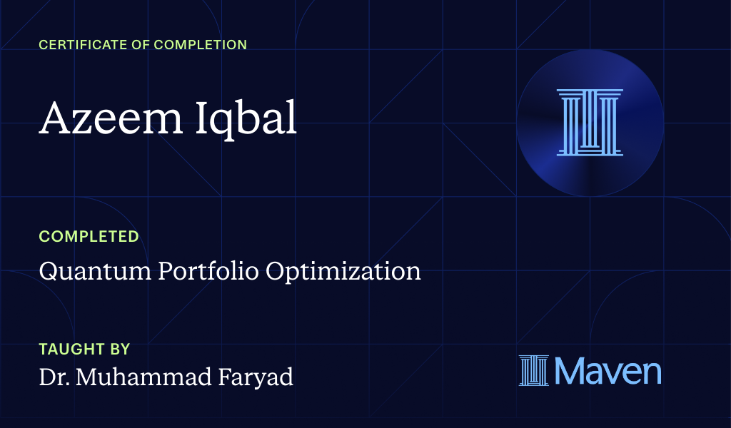 Certificate for Optimize Your Stock Portfolio on a Real Quantum Computer