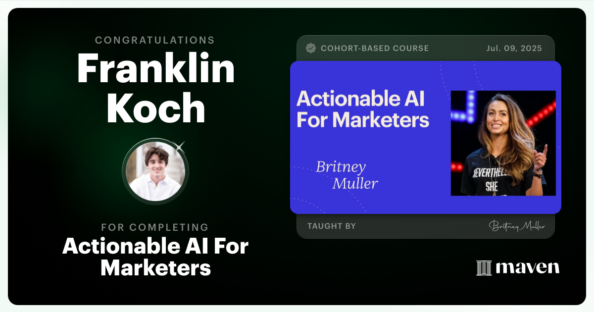 Certificate of Completion for Actionable AI For Marketers