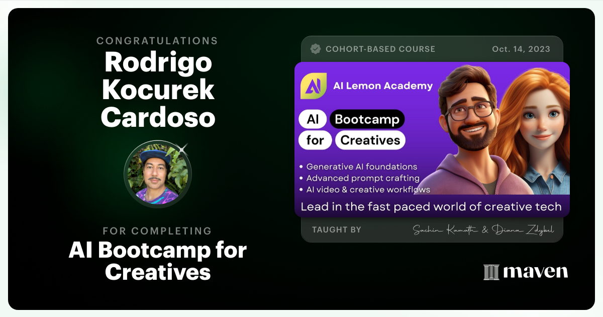 Certificate of Completion for AI x Creative Accelerator