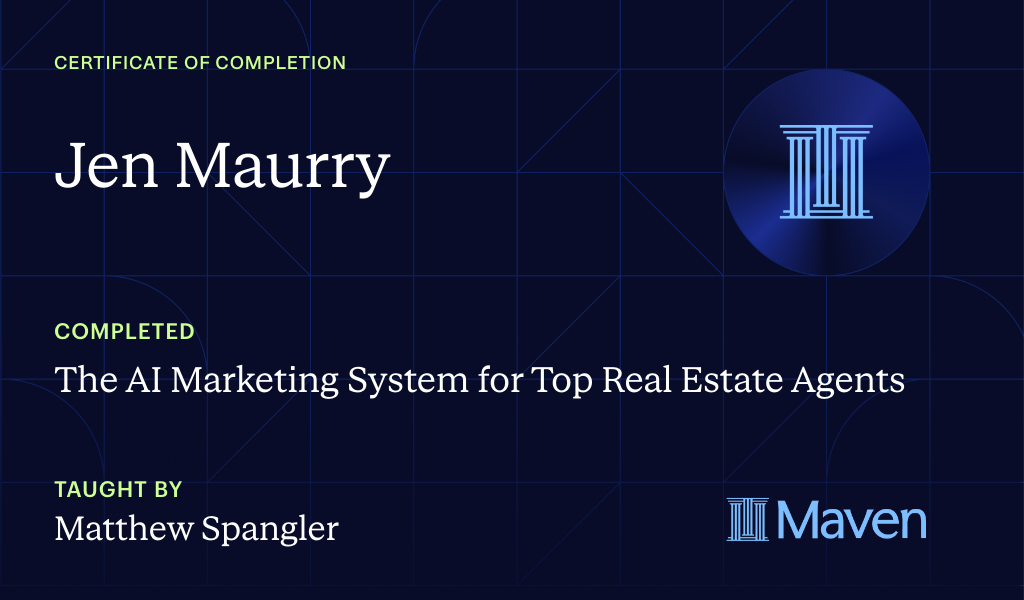 Certificate for The AI Marketing System for Top Real Estate Agents