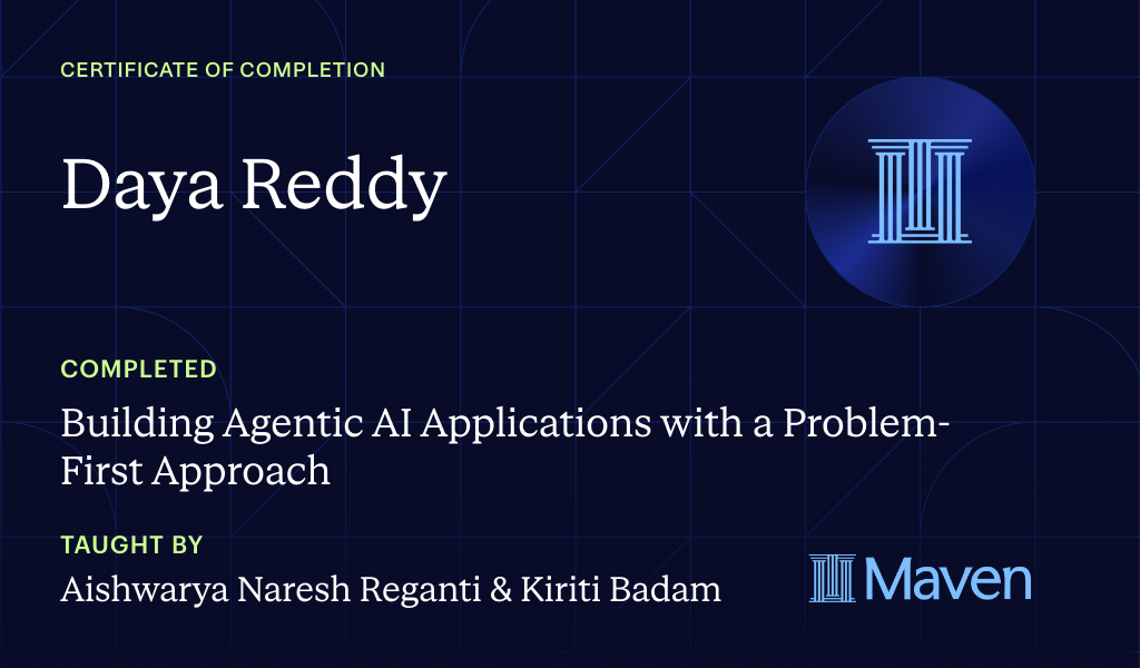 Certificate for Building Agentic AI Applications with a Problem-First Approach